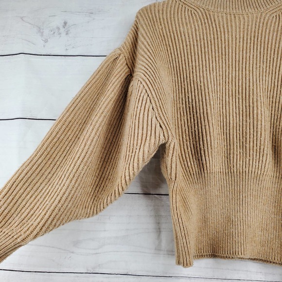 Zara Tan Ribbed Crew Neck Sweater - Picture 5 of 5
